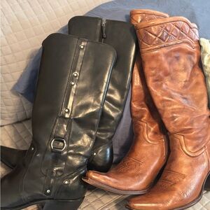 Women’s Black and Brown Leather Boots-Gently Used- JB Dylan and Charley Horse